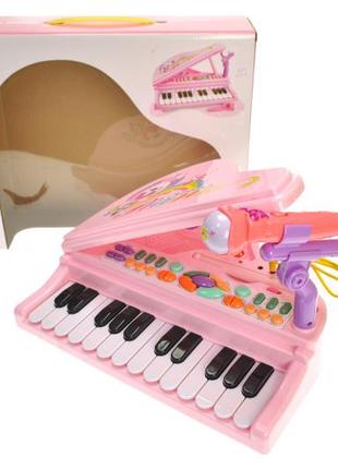 Піаніно з мікрофоном дитяче рожеве cy-7025b орган2 фото