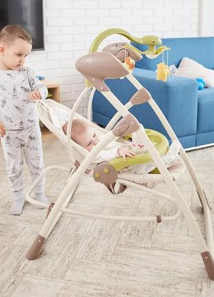Крісло-гойдалка колиска для малюків шезлонг carrello nanny 3в1 crl-0005  brown fox заколисуючий центр