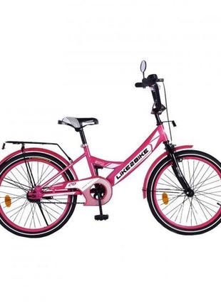 Велосипед детский двухколесный для девочки 20'' 212004 like2bike sky розовый, рама сталь ручной тормоз2 фото
