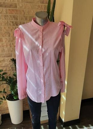 Рожева блуза у білу полоску