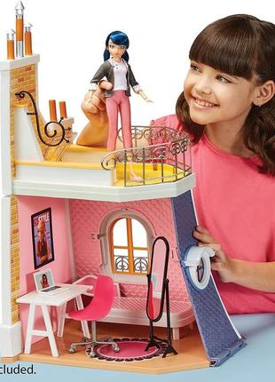 Будиночок для ляльок леди баг і супер-кіт 2 в 1 спальня та балкон маринетт з аксесуарами miraculous оригінал2 фото