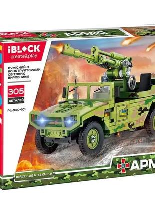 Конструктор iblock армия pl-920-101 хаммер 305 дет военная техника hummer с пушкой