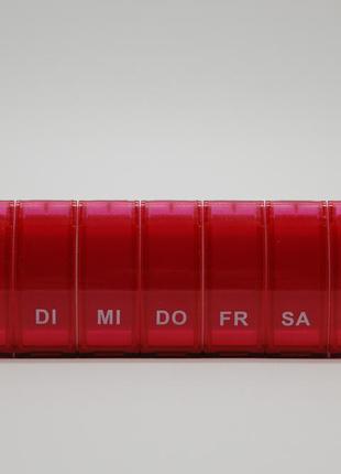 Таблетница/органайзер для таблеток на 7 дней с одним отделением 7 days 7х1, красный