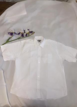 Классическая белая рубашка тенниска с коротким рукавом2 фото