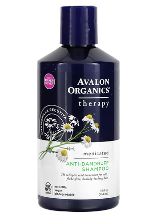Avalon organics, шампунь против перхоти, с ромашкой аптечной, 414 мл (14 жидк. унций)1 фото