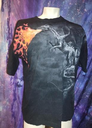 Крутая неформальная готическая футболка с драконом таинств spiral