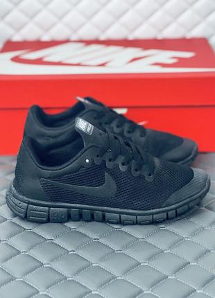 Nike free run 3.0 all black кроссовки женские подростковые сетка лето беговые кроссовки найк фри ран