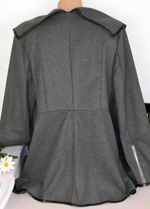 Брендовый серый кардиган накидка жакет с кожаными вставками этикетка3 фото