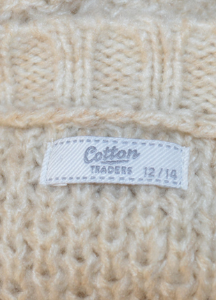 Бежевый вязаный теплый кардиган накидка в косичку с бахромой cotton traders тайланд акрил4 фото