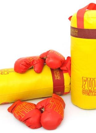 Боксерський набір "full" великий жовтий danko дитяча боксерська груша з рукавичками