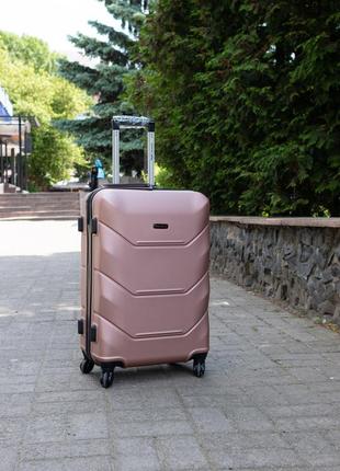 Чемодан пластиковый wings 147 ручная кладь розовое золото