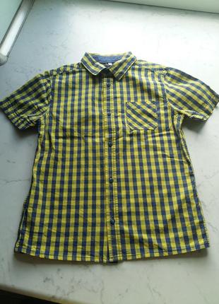 Яркая клетчатая рубашка с коротким рукавом шведка marks&spenser на 10-11 лет.