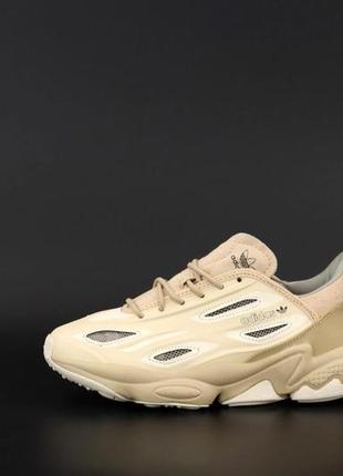 Жіночі бежеві adidas ozweego beige (світлі текстильні кросівки адідас озвіго весна/лето)