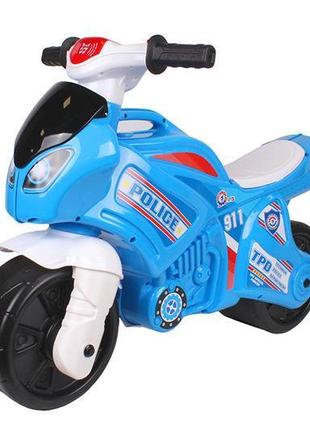 Мотоцикл музичний "поліція" синій на видувних колесах 6467 технок