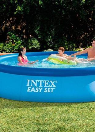 Бассейн надувной круглый intex 28142 easy set pool размер 396*84 см