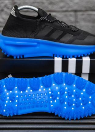 💙🖤 крутые кроссовки adidas nmd s1 адидас угловатые полосы. на лето ткань сетка черные синие насыщ1 фото