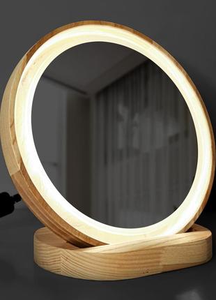 Зеркало косметическое на подставке c led-подсветкой luxury wood libra 22х19 см