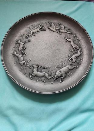 Чугунная декоративная тарелка,"охота"21.5см.buderus.