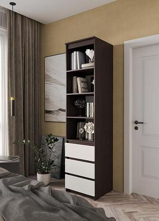 Пенал стл-05 з ящиками і полками в кольорі венге + білий ш 500 / в 2117 / г 498 мм