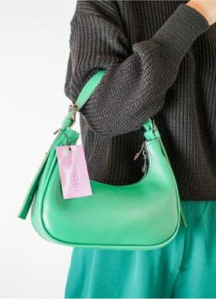 Женская сумка багет зеленая