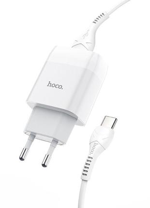 Мзп hoco c72a glorious + cable (type-c) 2.1a 1usb (white) 29807