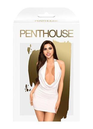 Мини-платье с хомутом и глубоким декольте penthouse - heart rob white xl3 фото