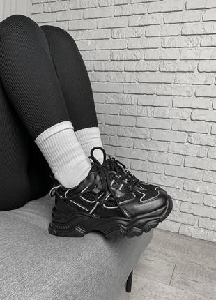 Рефлективные черные кроссовки (169-1)8 фото