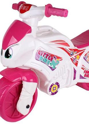 Мотоцикл музыкальный толокар розовый "принцесса" на выдувных колёсах 7204 технок