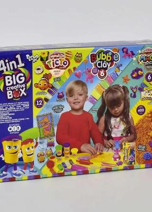 Набор креативного творчества "4в1 big creative box" bcrb-01-01u danko кинетический песок тесто для лепки