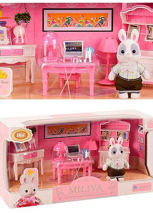 Флоксова фігурка зайчик ігровий набір кабінет 55001-4 набір меблів для флоксових тварин