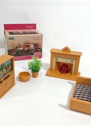 Меблі лялькові для флоксових фігурок тварин sylvanian families b11 вітальня з каміном1 фото