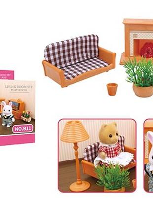 Мебель кукольная для флоксовых фигурок животных sylvanian families b11 гостинная с камином2 фото