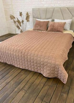 Покрывало велюровое стеганное 220х240 с подушками