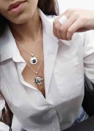 Подвеска медальон монеты цепочка трендовое ожерелье 2019 модное стильное кулон серебрянное