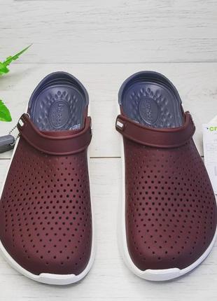 Крокс crocs literide™ clog коричневые burgundy / white9 фото