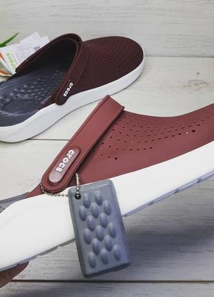 Крокс crocs literide™ clog коричневые burgundy / white7 фото