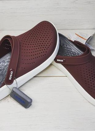 Крокс crocs literide™ clog коричневые burgundy / white6 фото