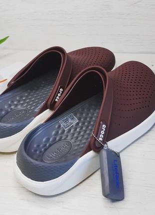 Крокс crocs literide™ clog коричневые burgundy / white8 фото