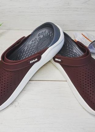 Крокс crocs literide™ clog коричневые burgundy / white10 фото