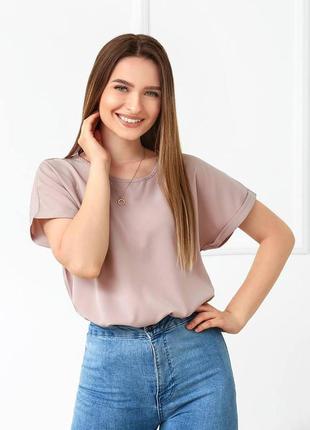 Легка жіноча футболка однотонна блузка з коротким рукавом літня однотонна блузка