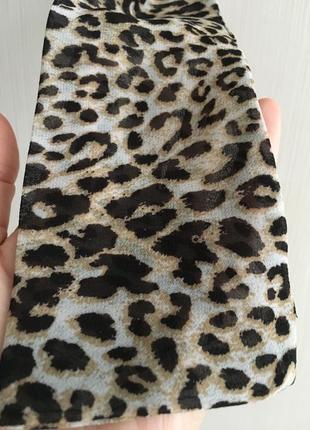 Узкий длинный шарф с анималистическим принтом леопард7 фото