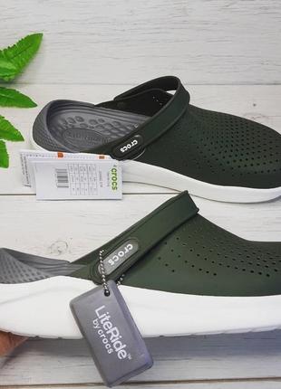 Крокс лайтрайд клог хаки crocs literide clog army green/white8 фото