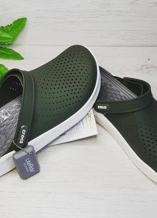 Крокс лайтрайд клог хаки crocs literide clog army green/white7 фото