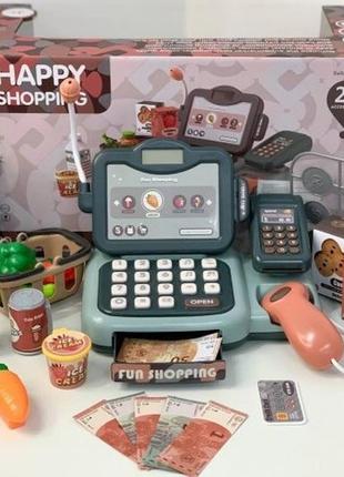 Супермаркет кассовый аппарат со сканером терминалом и продуктами игровой набор 888n 24 предмета
