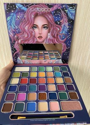 Палетка теней набор декоративной детской косметики палитра 40 цветов с кисточкой