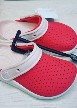 Крокс crocs kids' literide™ clog дитячі коралово-червоні крокси, оригінал3 фото