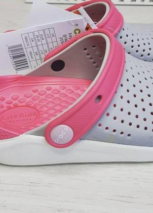 Крокс лайтрайд клог детские crocs literide kids clog grey/pink/white5 фото