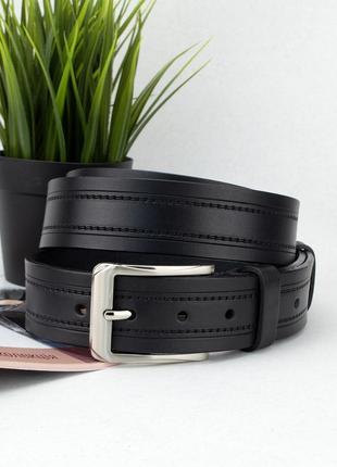 Ремень мужской кожаный sf-3597 (135 см) черный под брюки классический