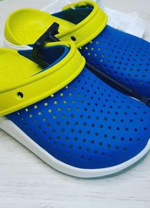 Крокс лайтрайд клог дитячі жовто блакитні crocs literide kids bright cobalt/citrus6 фото