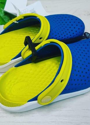 Крокс лайтрайд клог дитячі жовто блакитні crocs literide kids bright cobalt/citrus8 фото